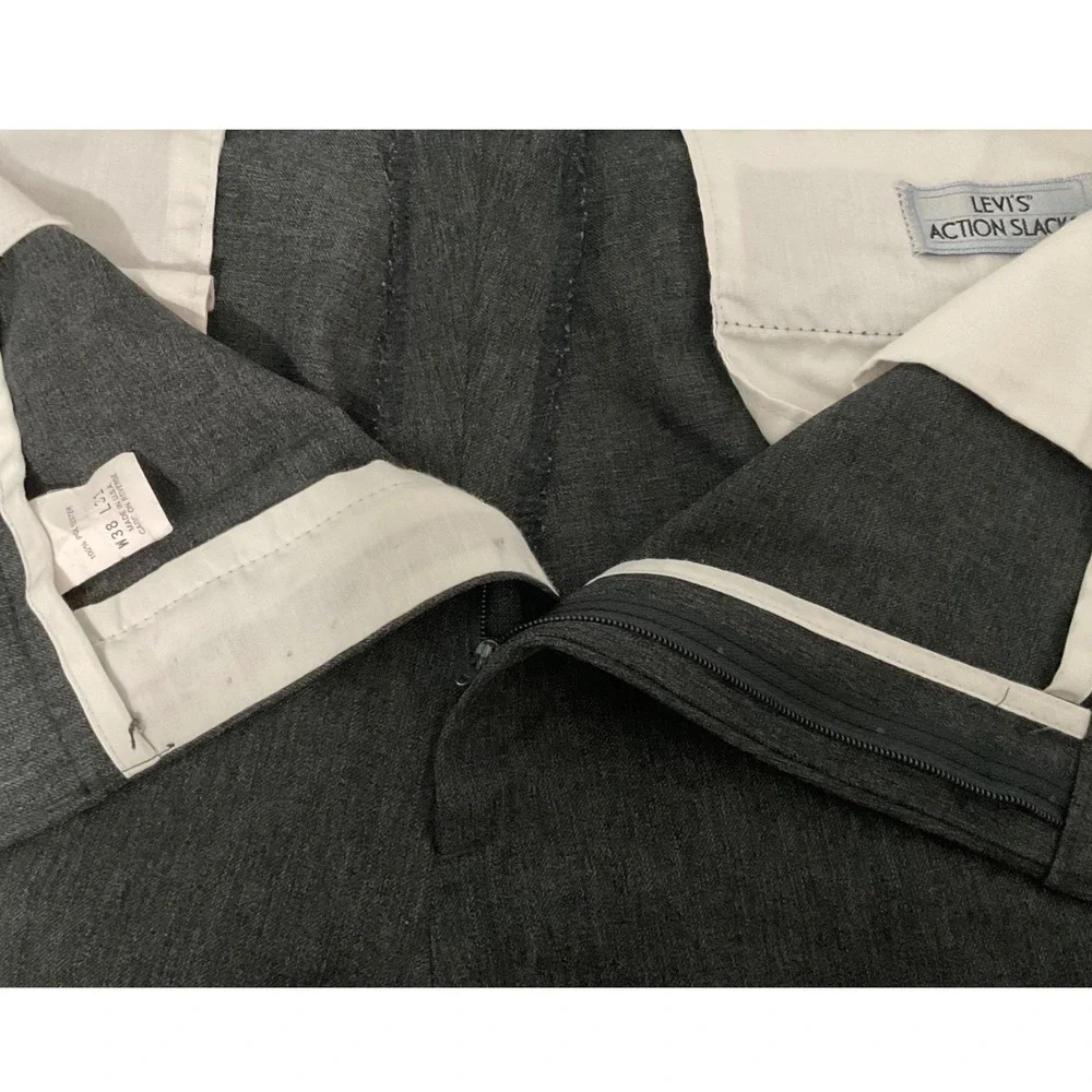 Vintage Levis Action Slacks Mens 38x31 Gray Dress Pants Heathered Made in USA